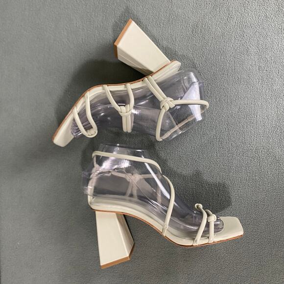 SONG OF STYLE Noelle Strappy Block Heels 3.5" in‎ Ivory Summer Knot Details - Picture 3 of 16